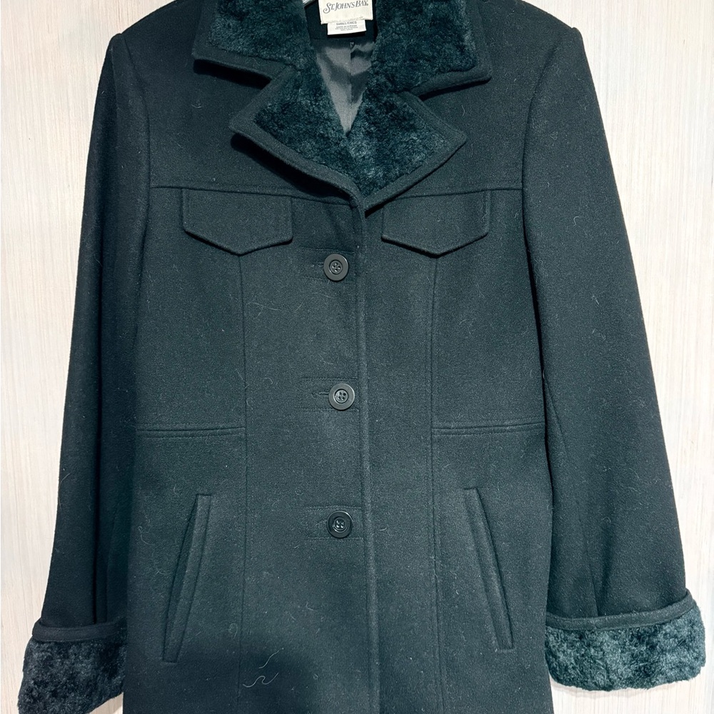 St. John's Bay Black Wool Pea Coat